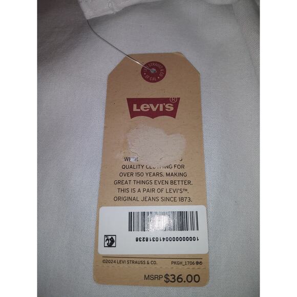 NWT Levi's Shirt Button Down Short Sleeve White M - Picture 9 of 11